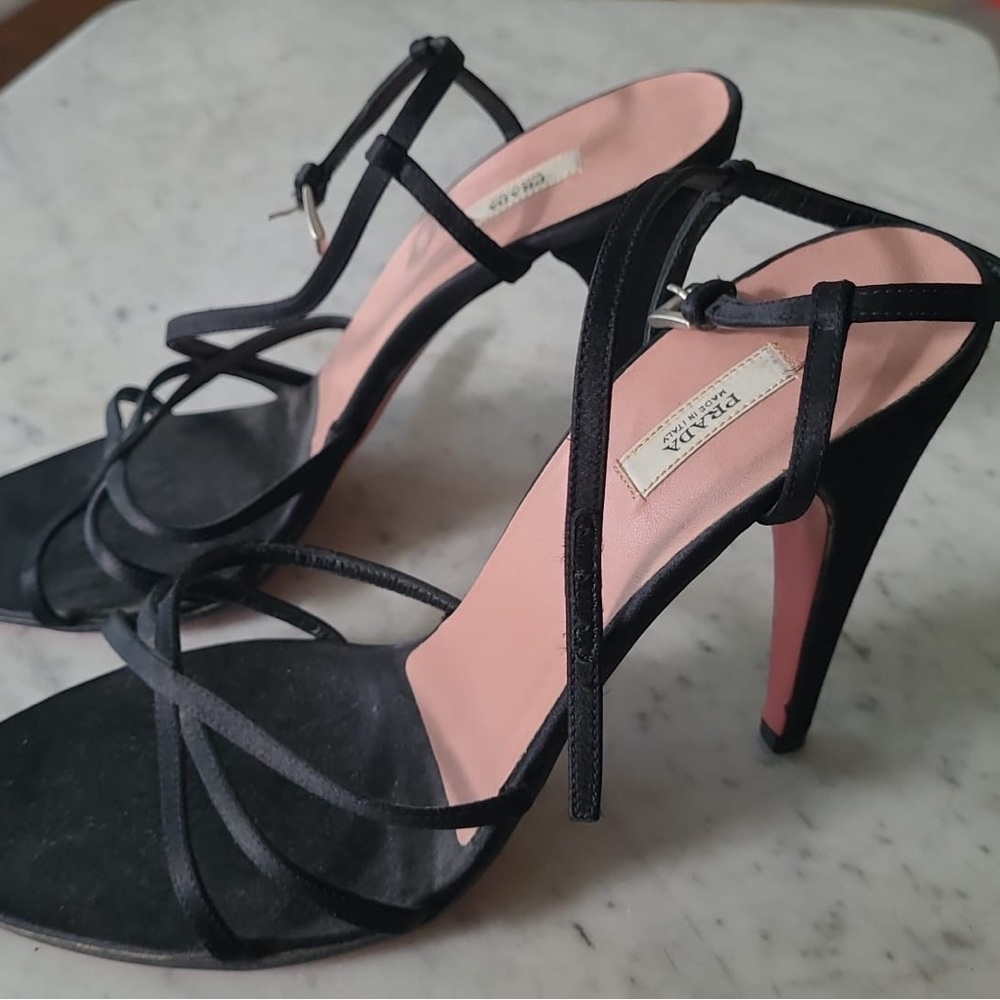 **Vintage PRADA** black satin high heel
